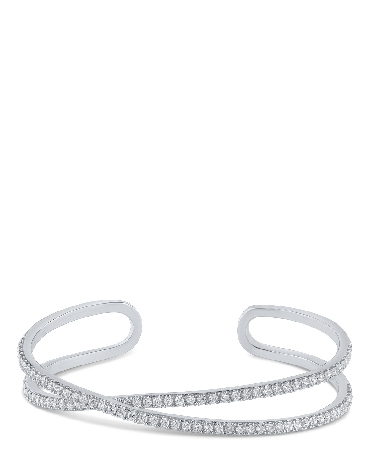Double Row CZ Open Cuff Bracelet