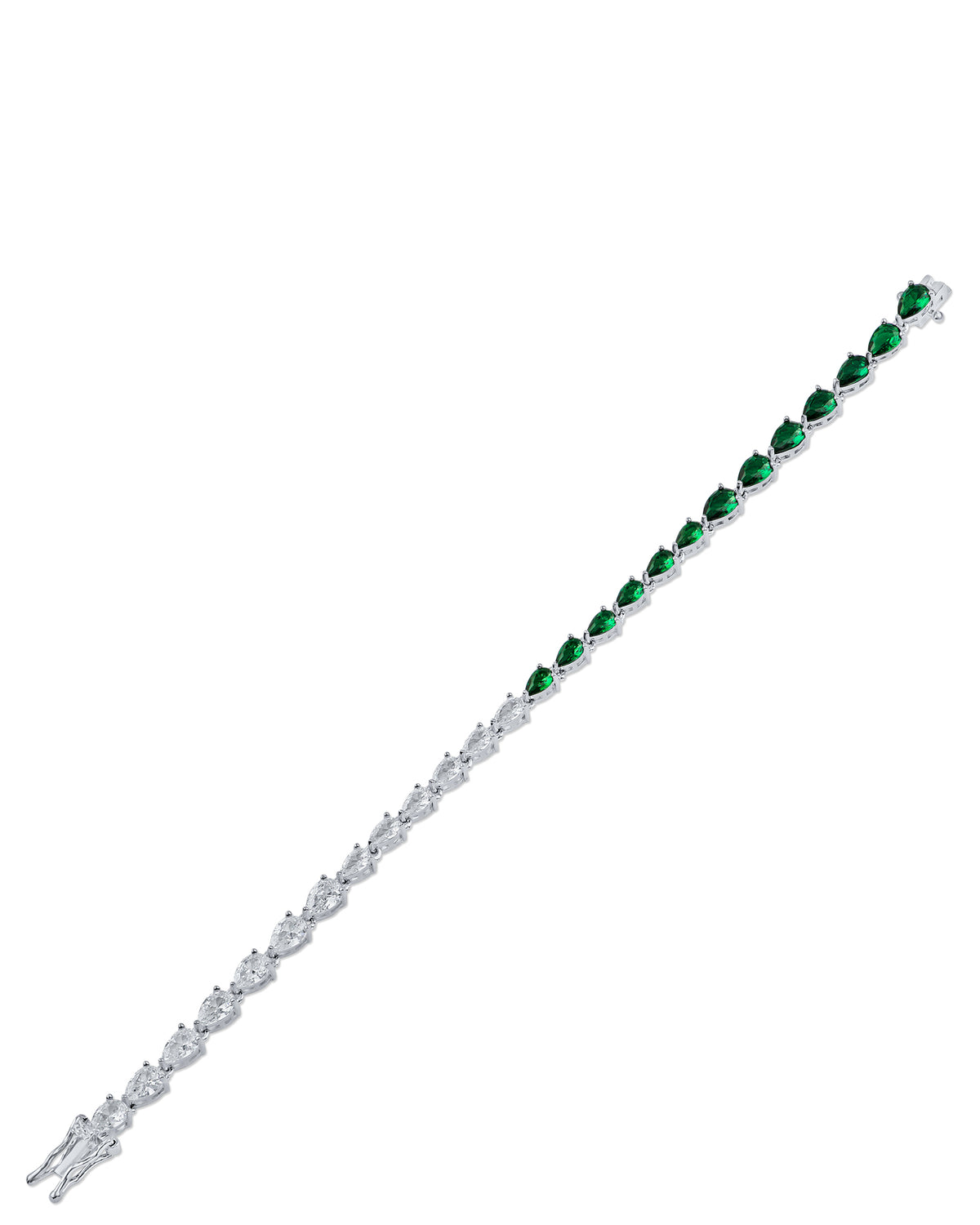 Two-Tone Emerald & Clear CZ Tennis Bracelet