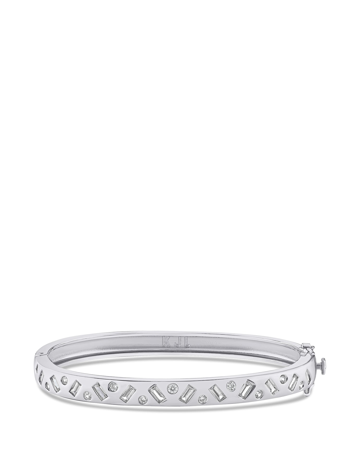 Round and Emerald CZ Inlay Bangle