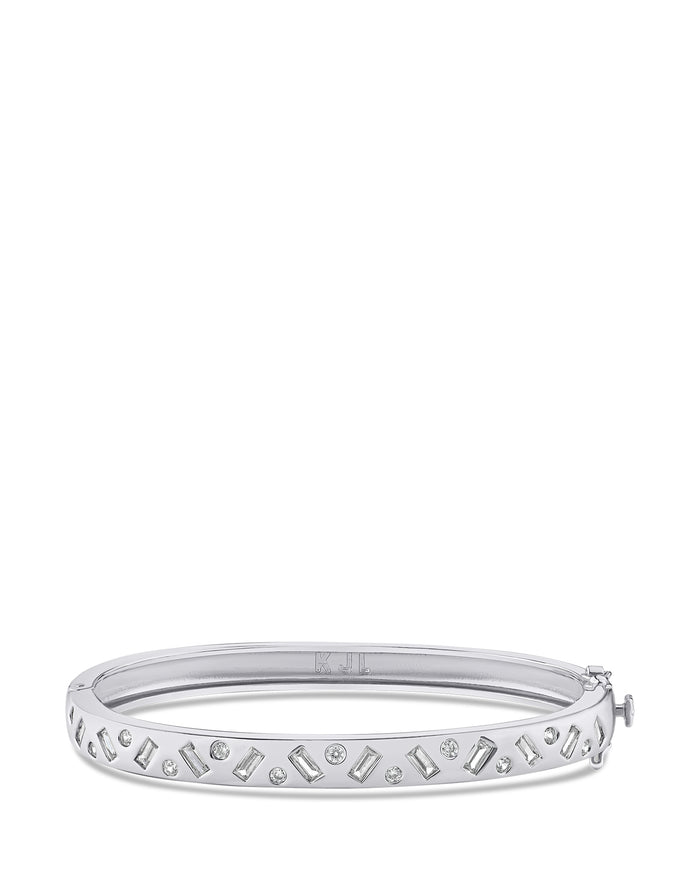 Round and Emerald CZ Inlay Bangle