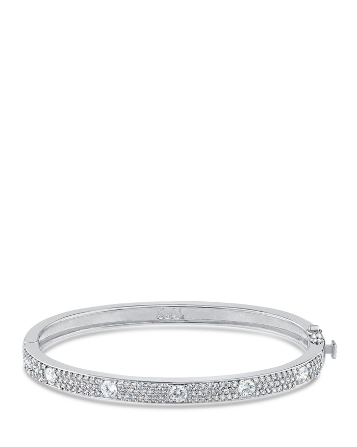 Pave and Round Hinged Bangle