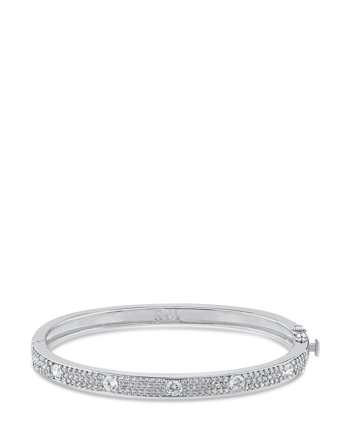 Pave and Round Hinged Bangle