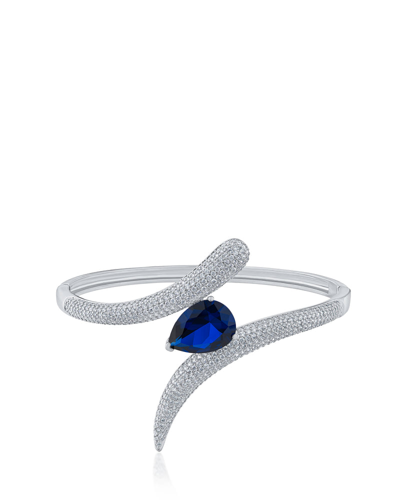 Pave and Pear CZ Open Wrap Cuff