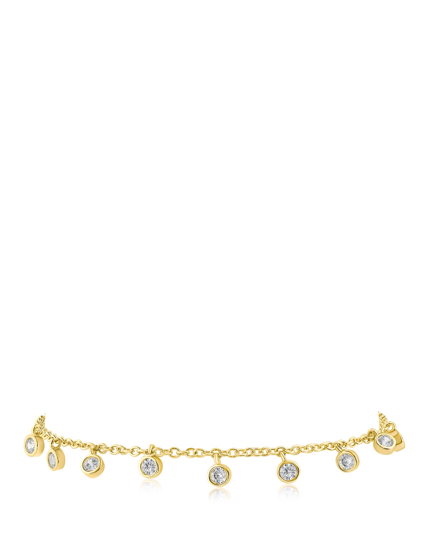 Gold Bezel CZ Charm Bracelet
