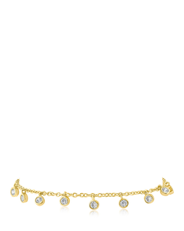 Gold Bezel CZ Charm Bracelet