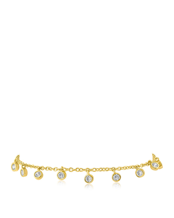 Gold Bezel CZ Charm Bracelet