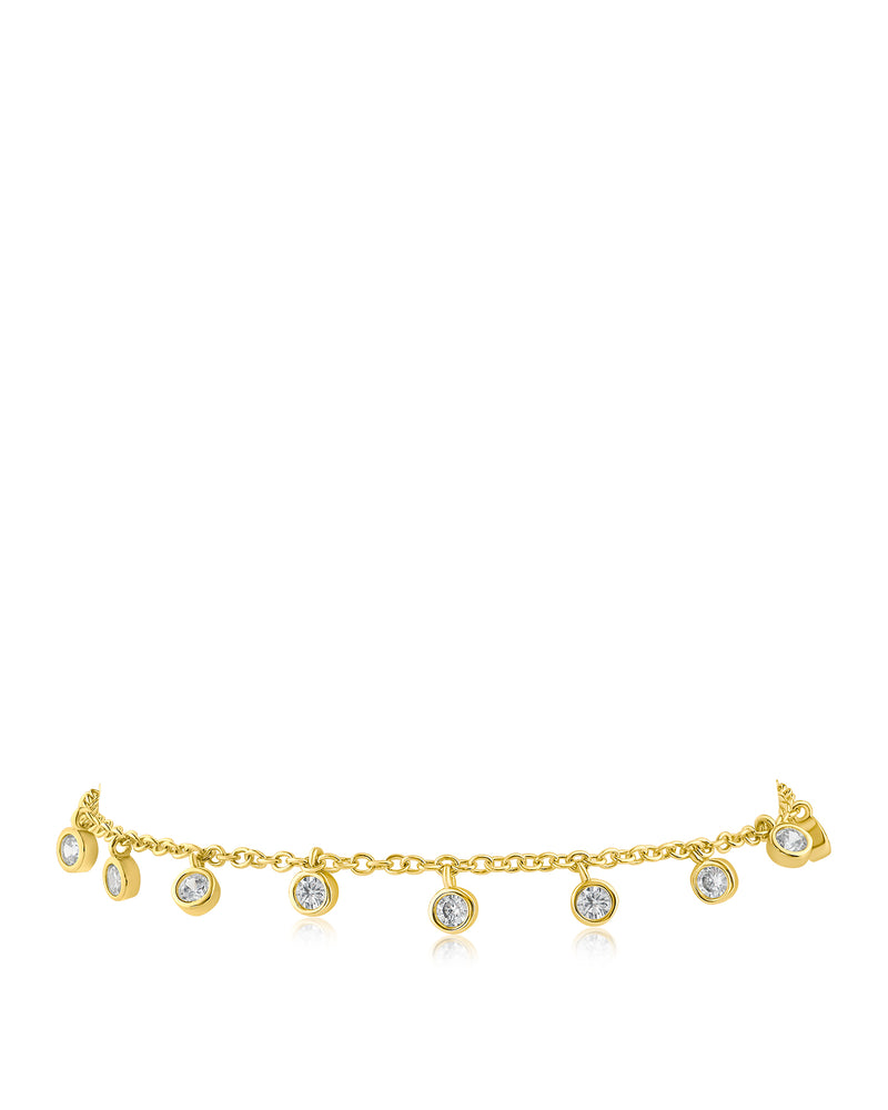 Gold Bezel CZ Charm Bracelet