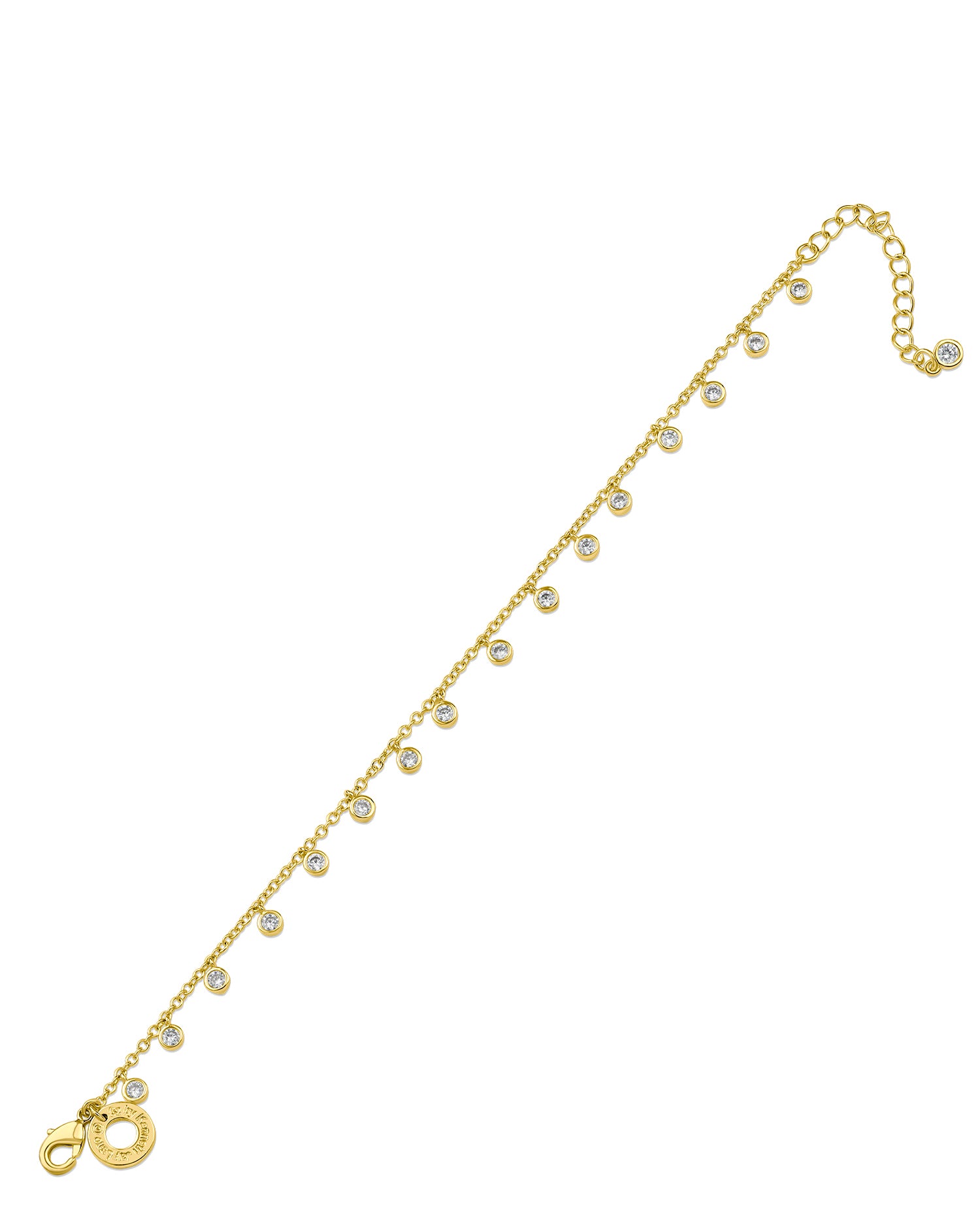 Gold Bezel CZ Charm Bracelet