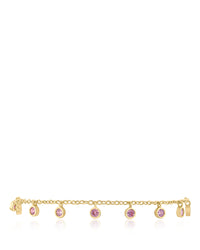 Gold Bezel CZ Charm Bracelet