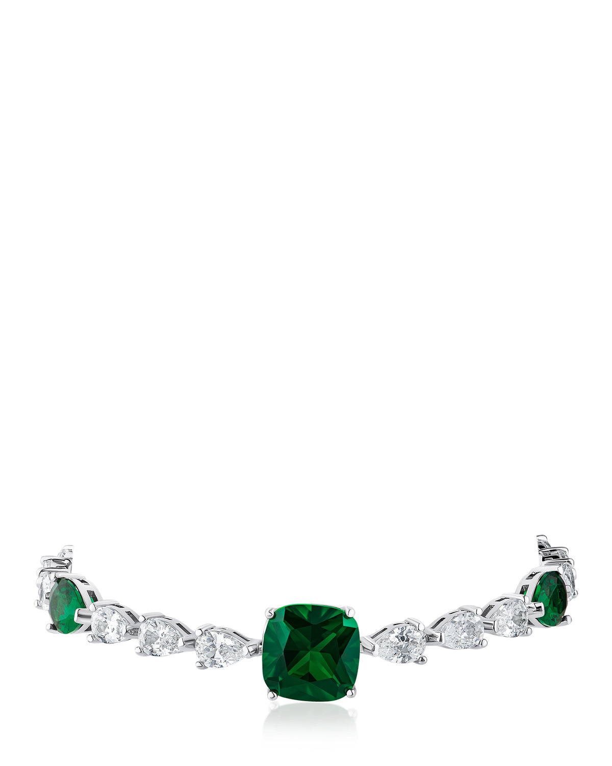 Emerald Green Cushion CZ Tennis Bracelet