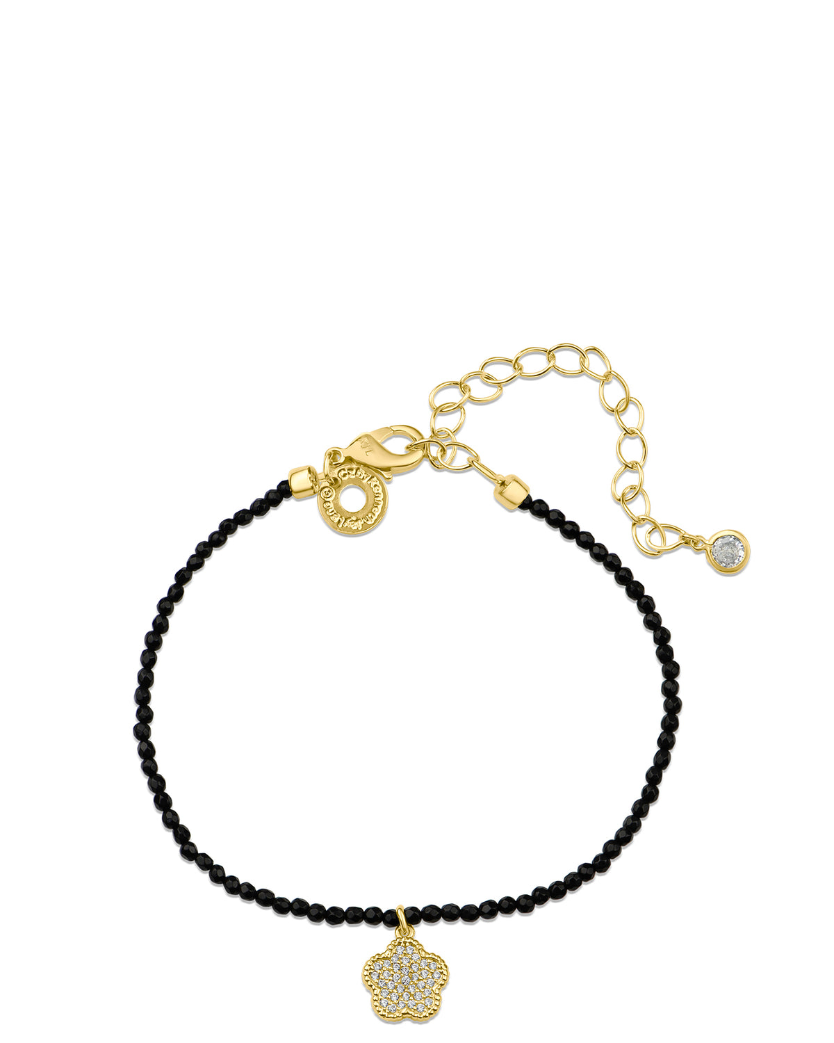 Pave Clover Beaded Bracelet