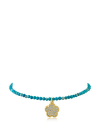Pave Clover Beaded Bracelet