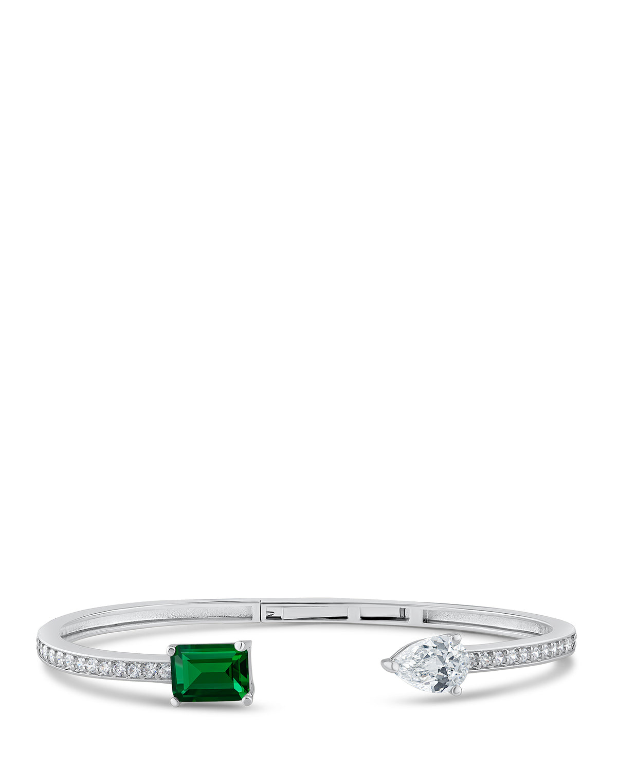 Pear and Emerald CZ Open Cuff Bracelet – CZ by Kenneth Jay Lane