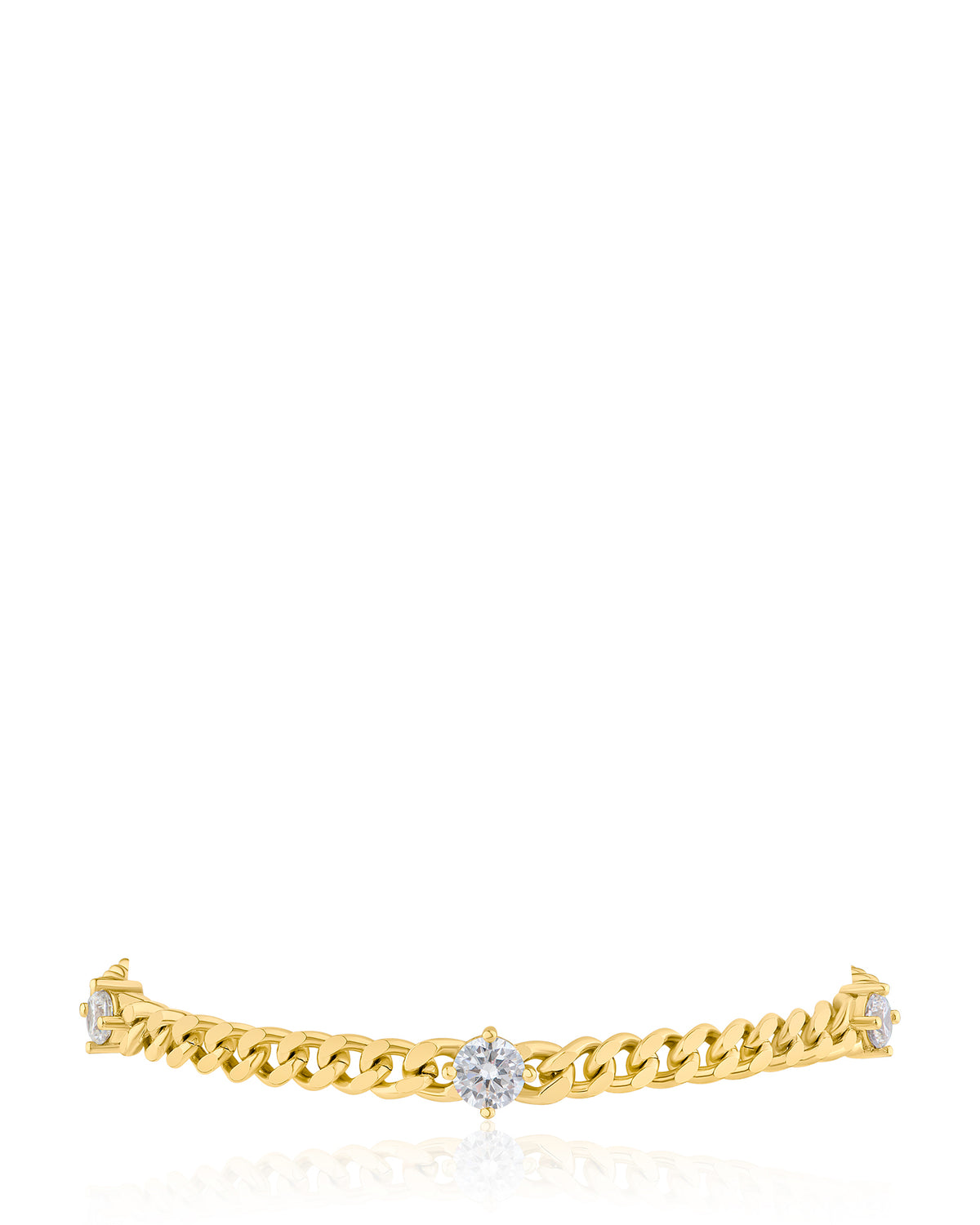 CZ Station Curb Chain Bracelet