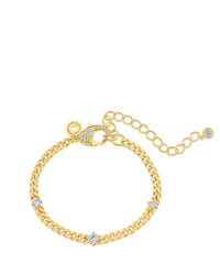 CZ Station Curb Chain Bracelet