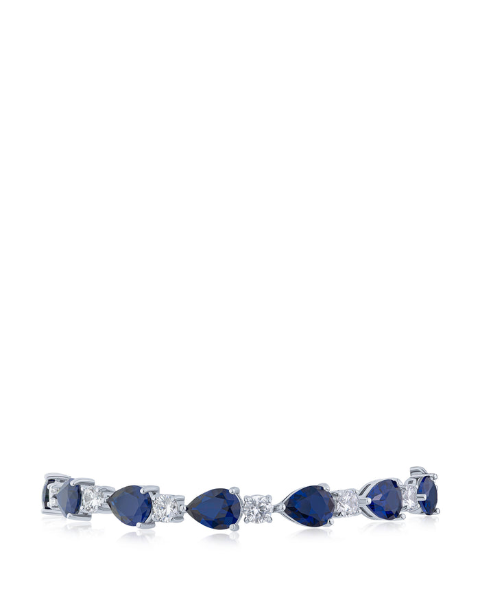Alternating Round and Pear CZ Tennis Bracelet