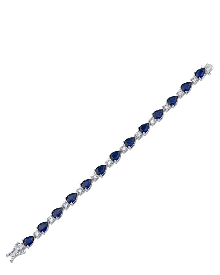 Alternating Round and Pear CZ Tennis Bracelet