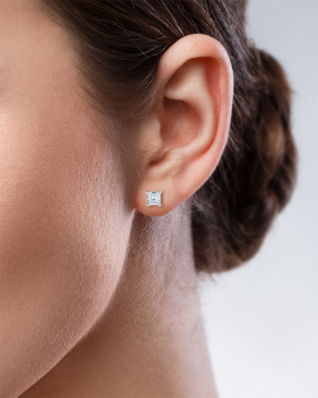 Asscher Stud Post Earrings