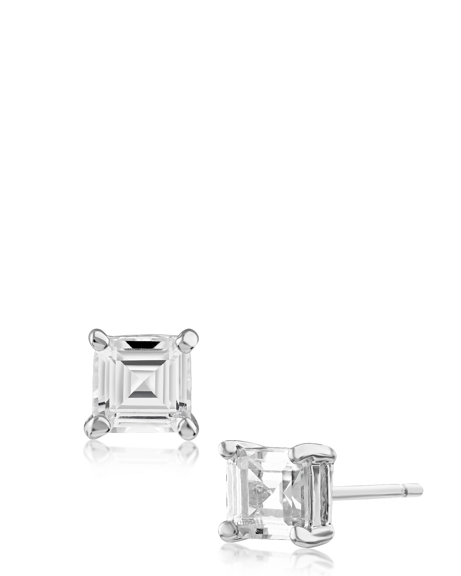 Asscher Stud Post Earrings