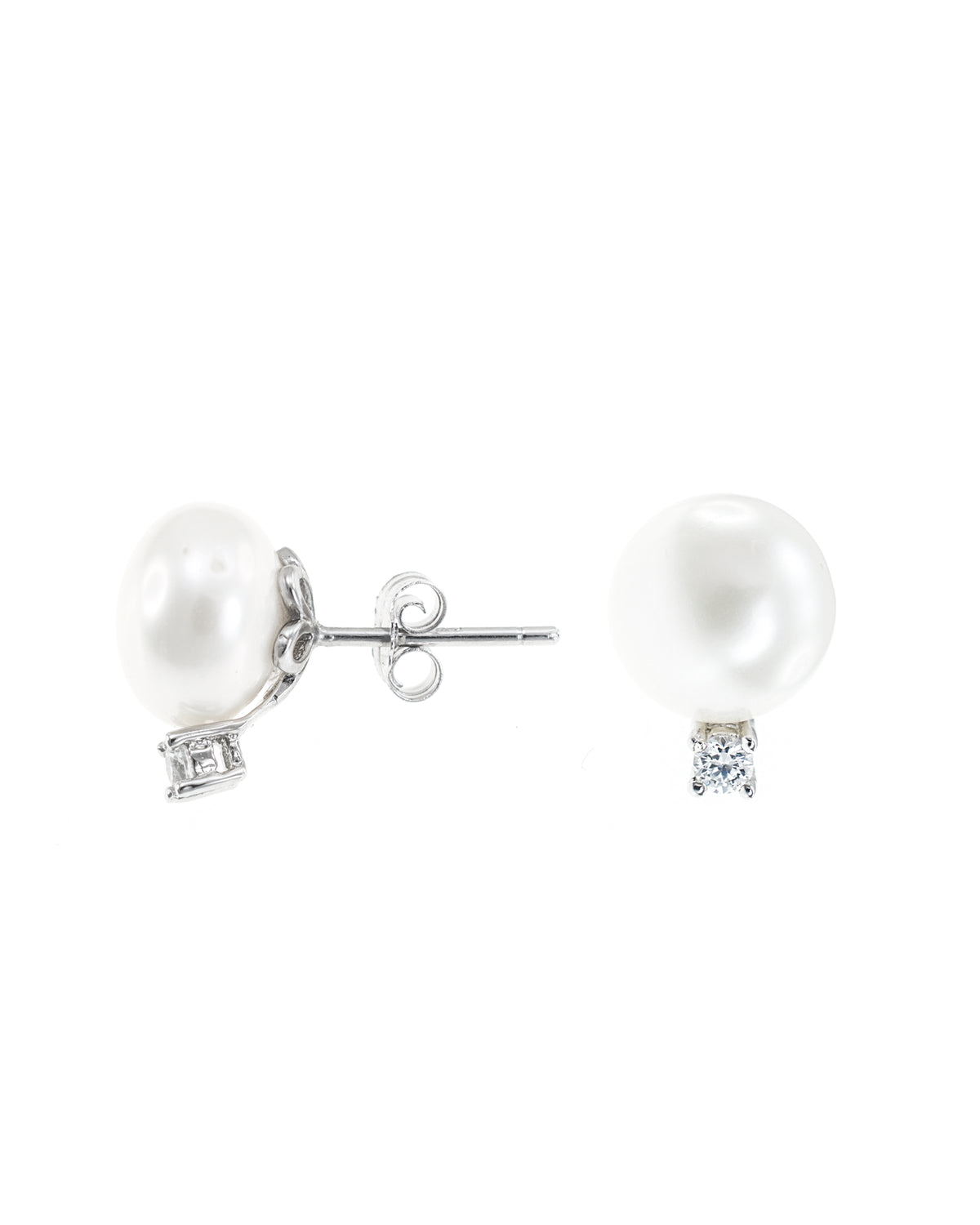 Pearl and CZ Stud Earrings