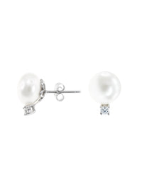 Pearl and CZ Stud Earrings