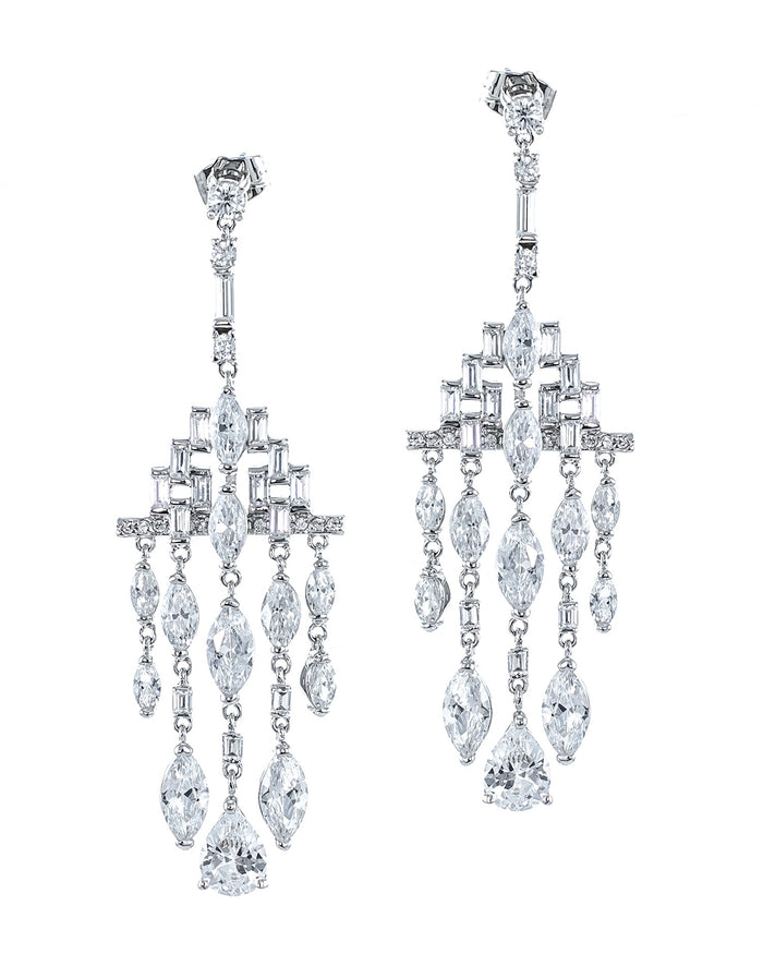 CZ Deco Fringe Earrings
