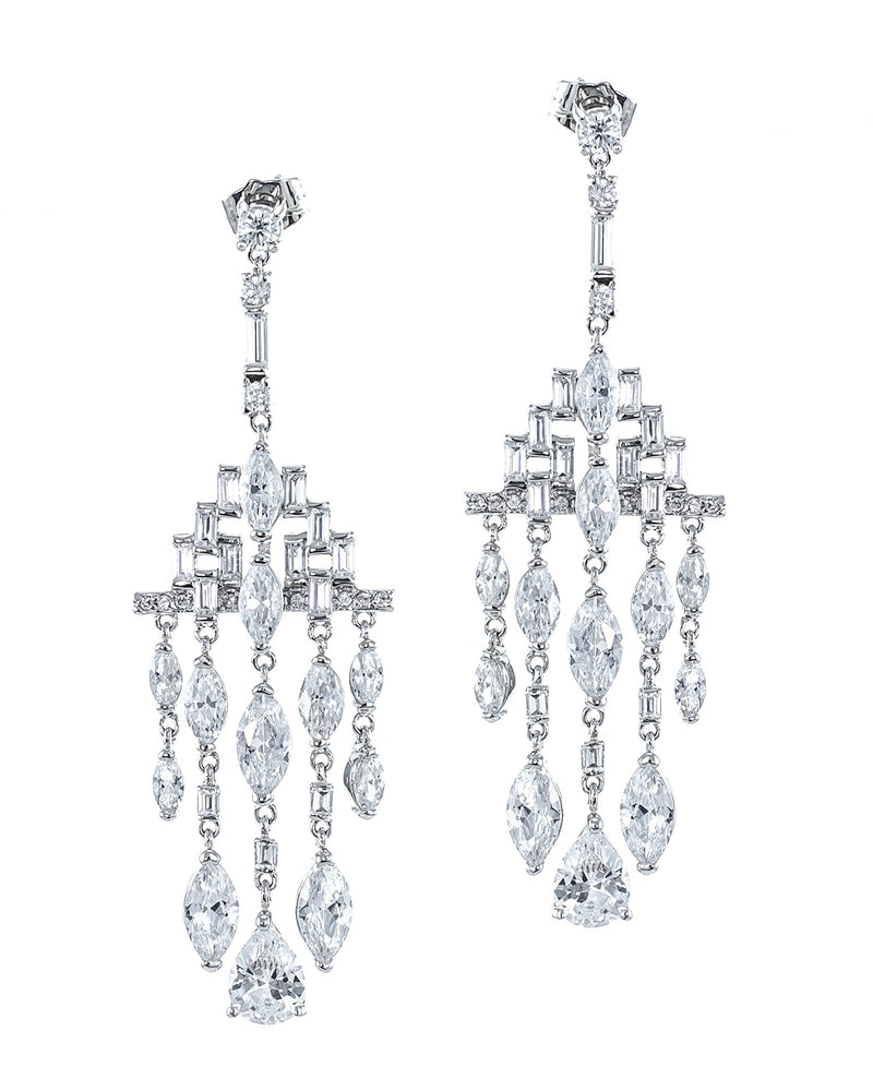 CZ Deco Fringe Earrings
