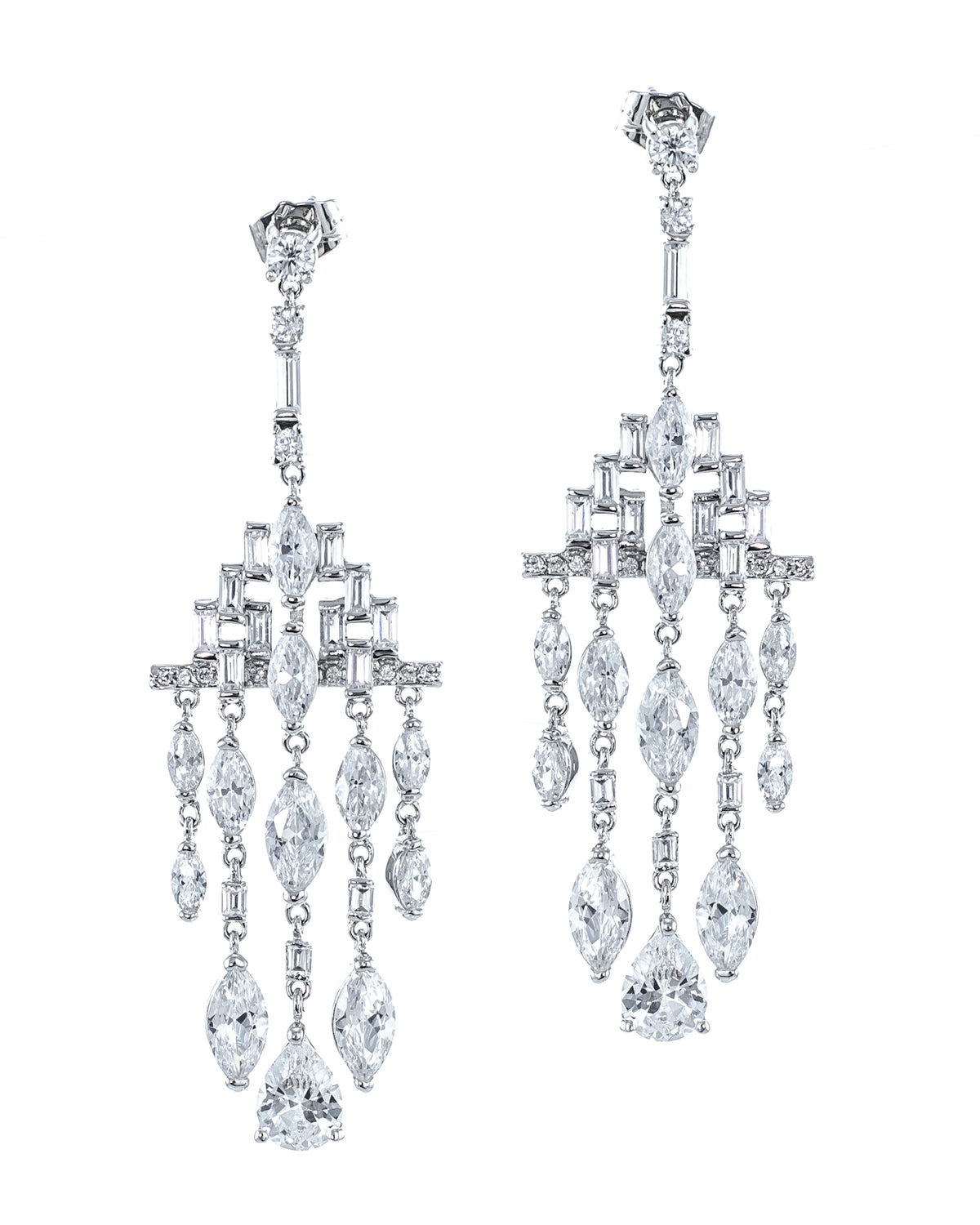 CZ Deco Fringe Earrings