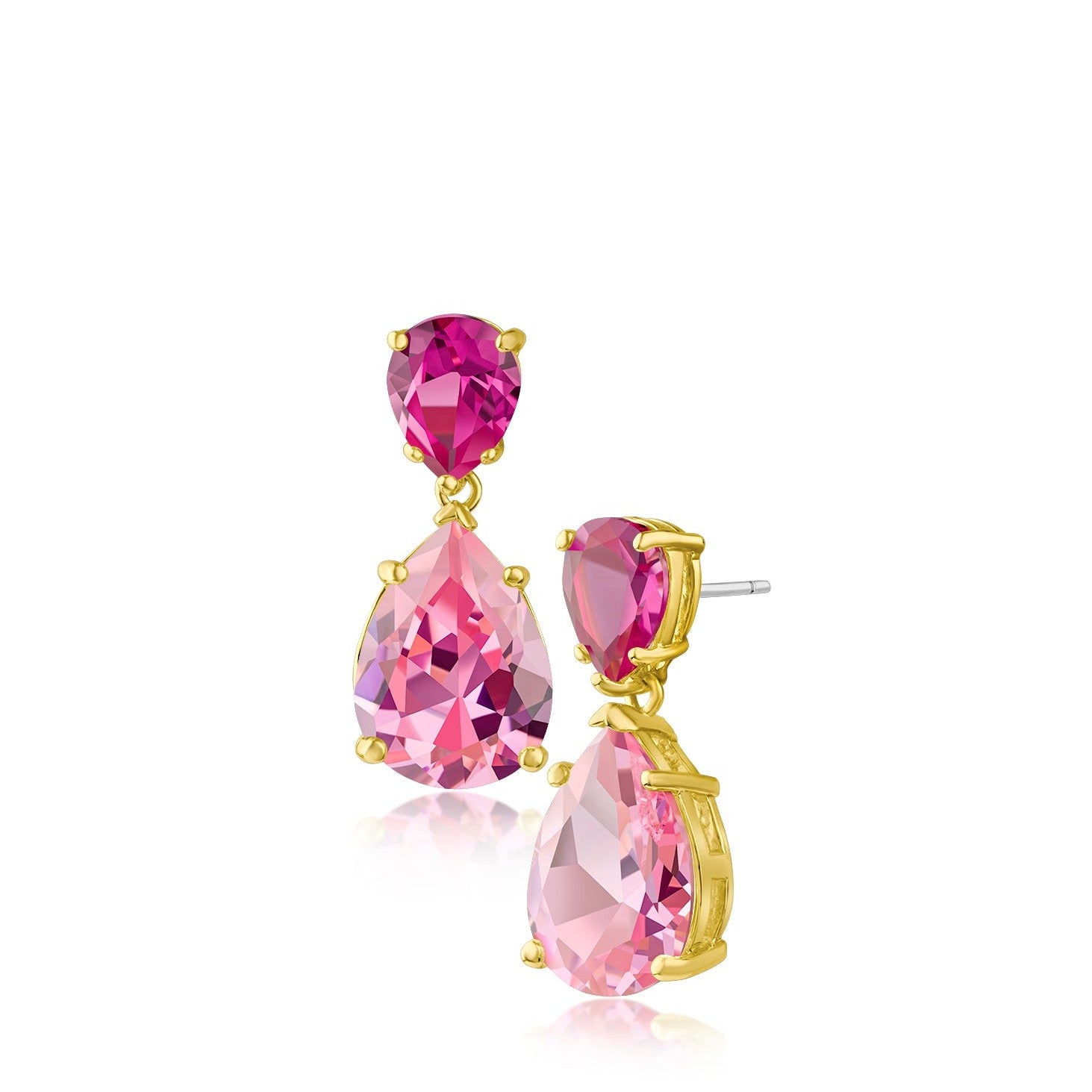 Pink Sapphire Double Pear Drop Earrings