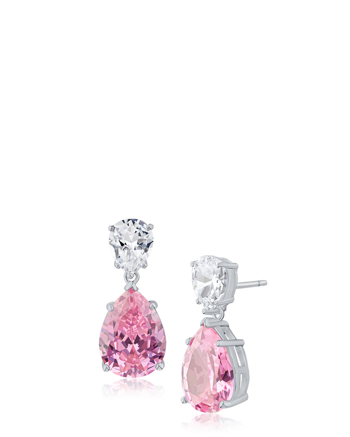 Pink Sapphire Double Pear Drop Earrings