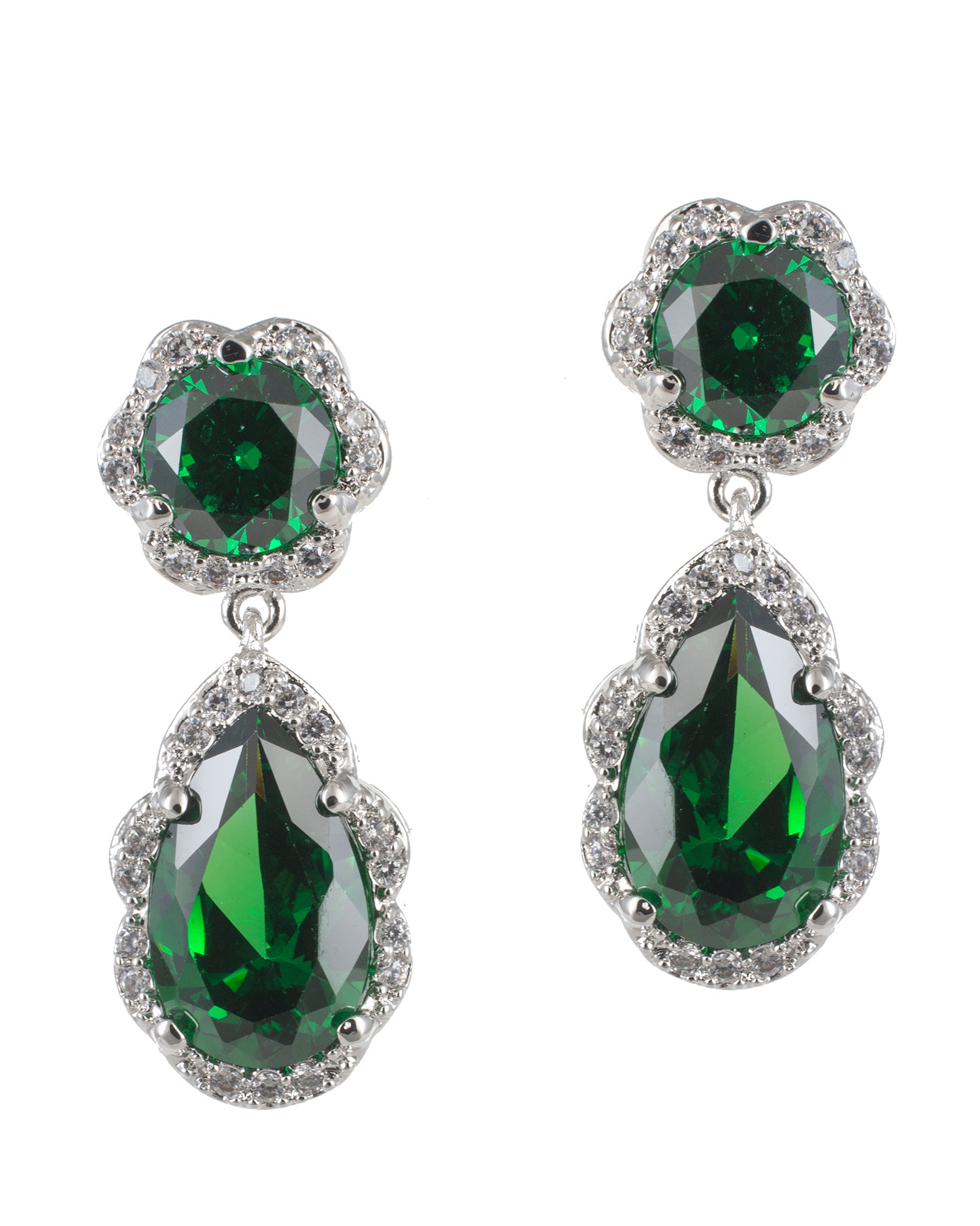 Round and Pear CZ Earrings