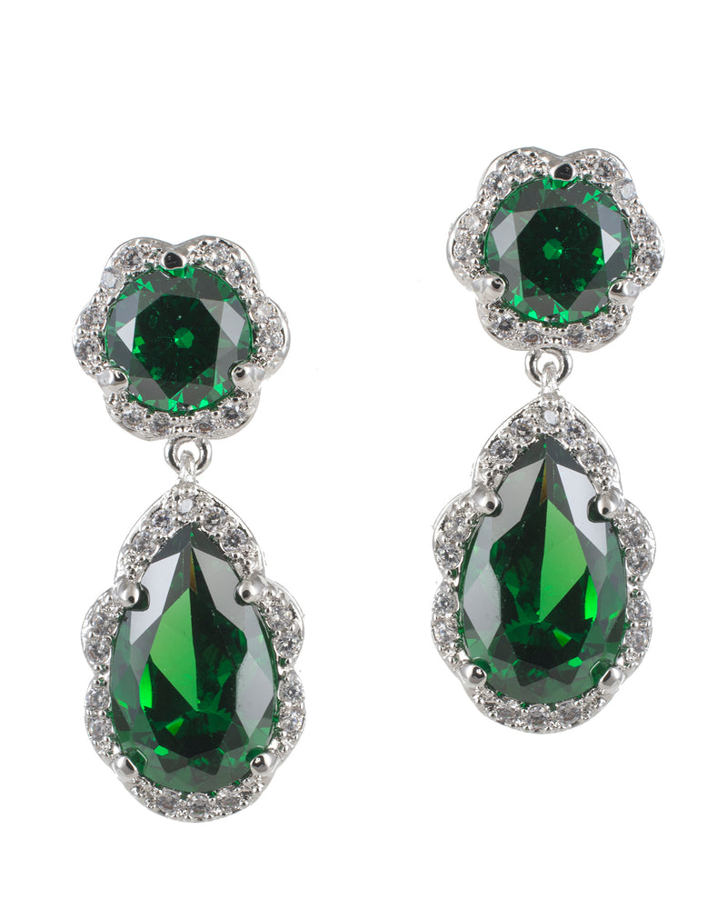 Round and Pear CZ Earrings