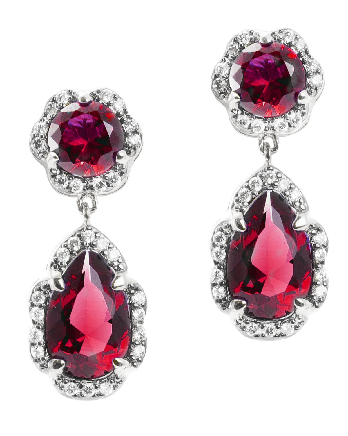 Round and Pear CZ Earrings