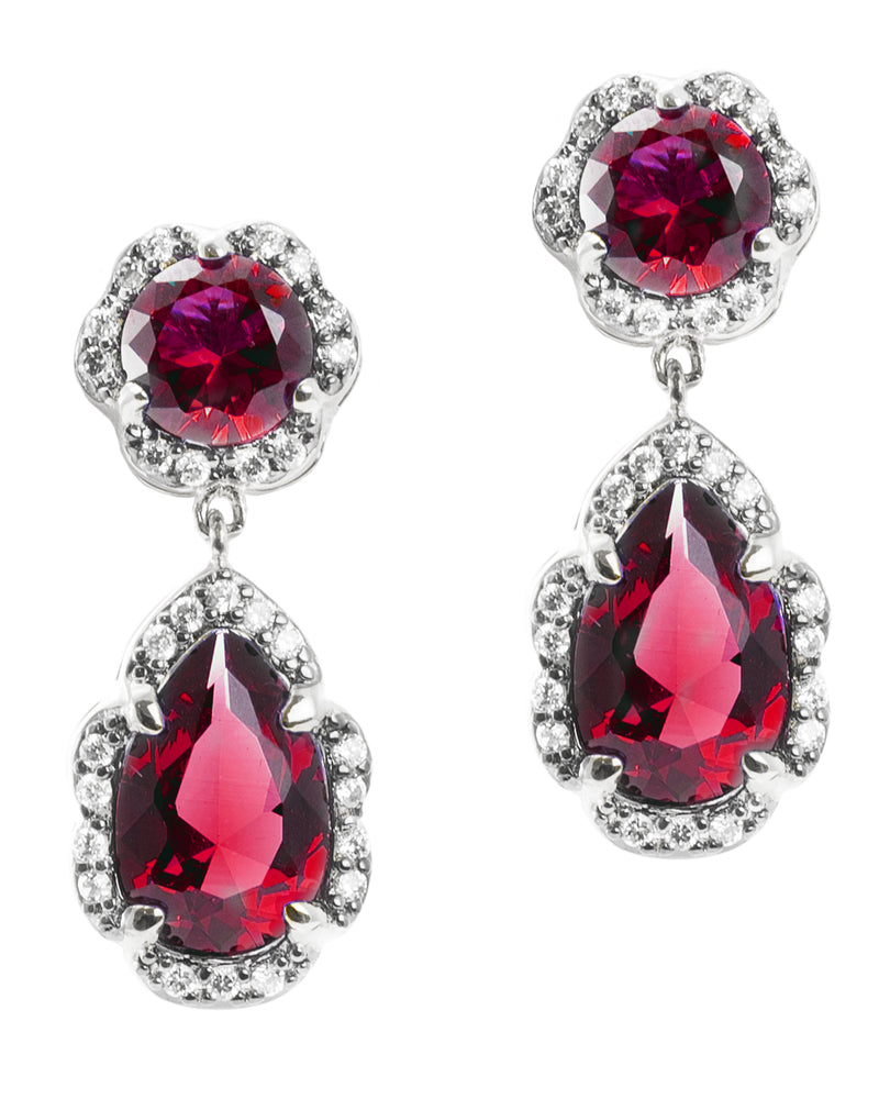 Round and Pear CZ Earrings