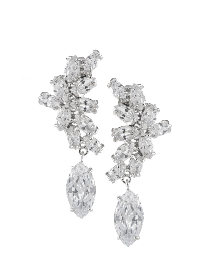 Marquise CZ Cluster Drop Earrings