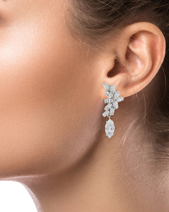 Marquise CZ Cluster Drop Earrings
