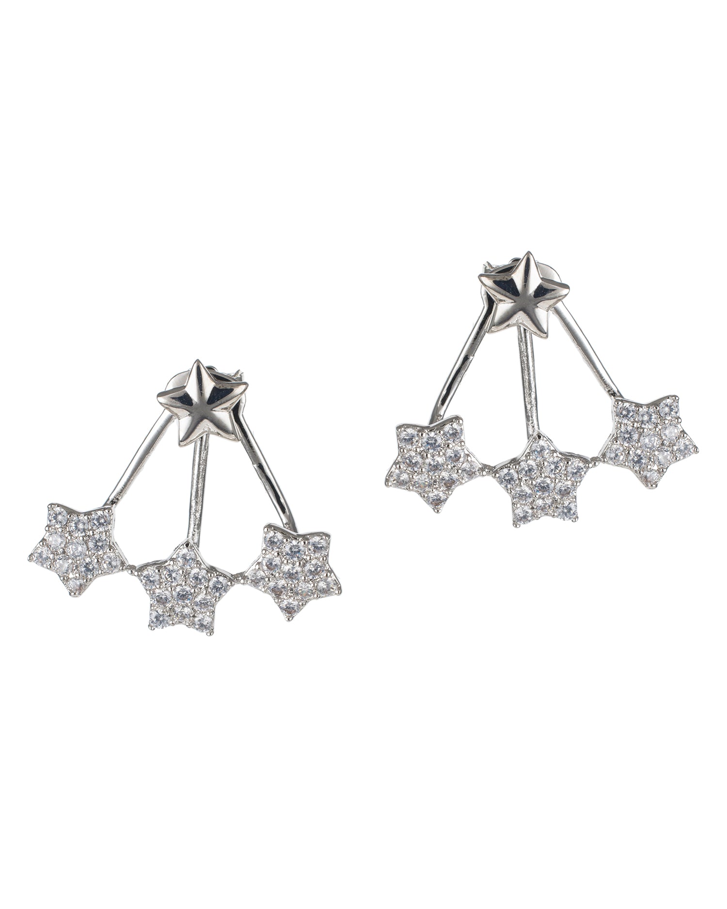 Triple Star Front to Back Earrings