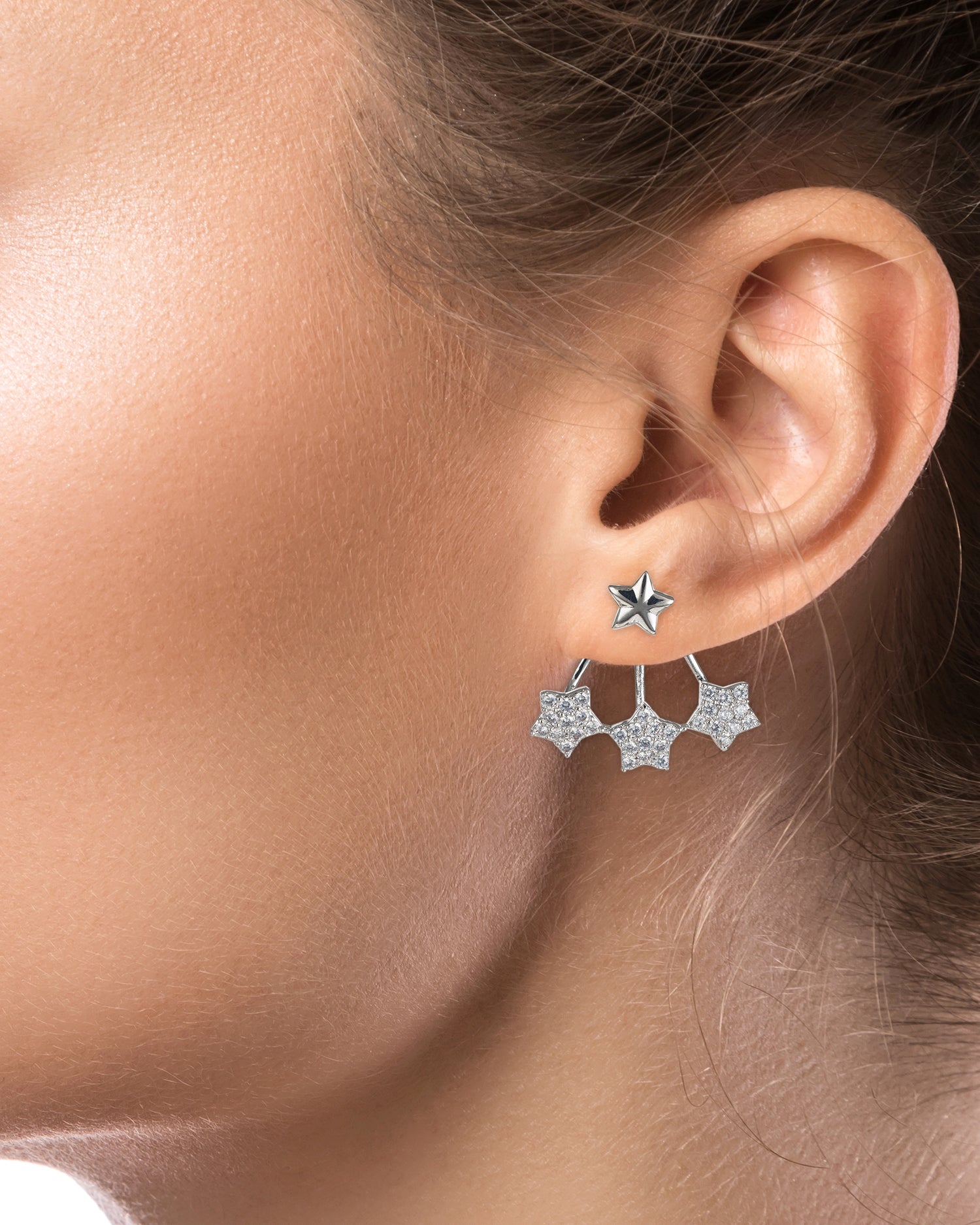 Triple Star Front to Back Earrings