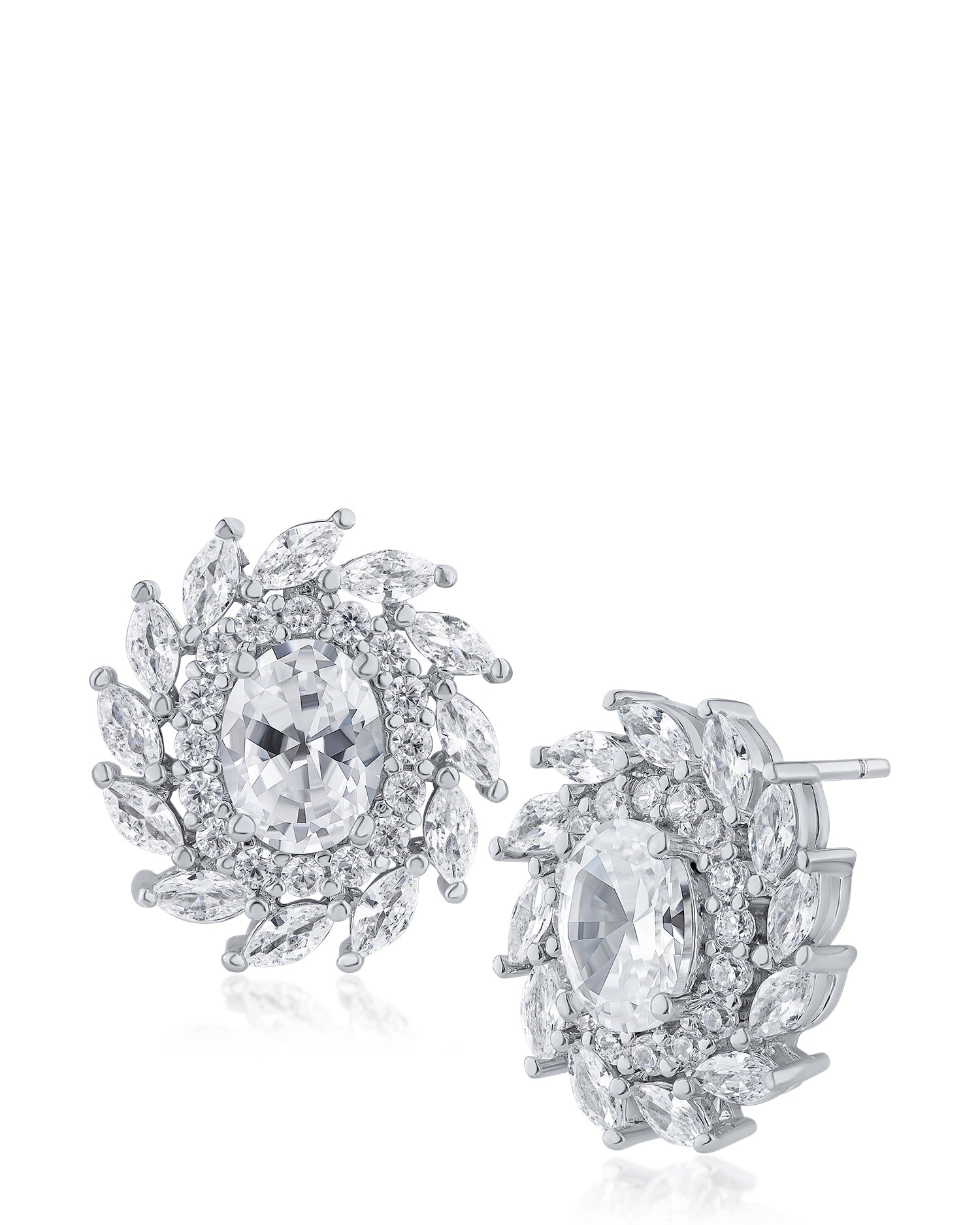 Oval and Marquise Stud Earrings