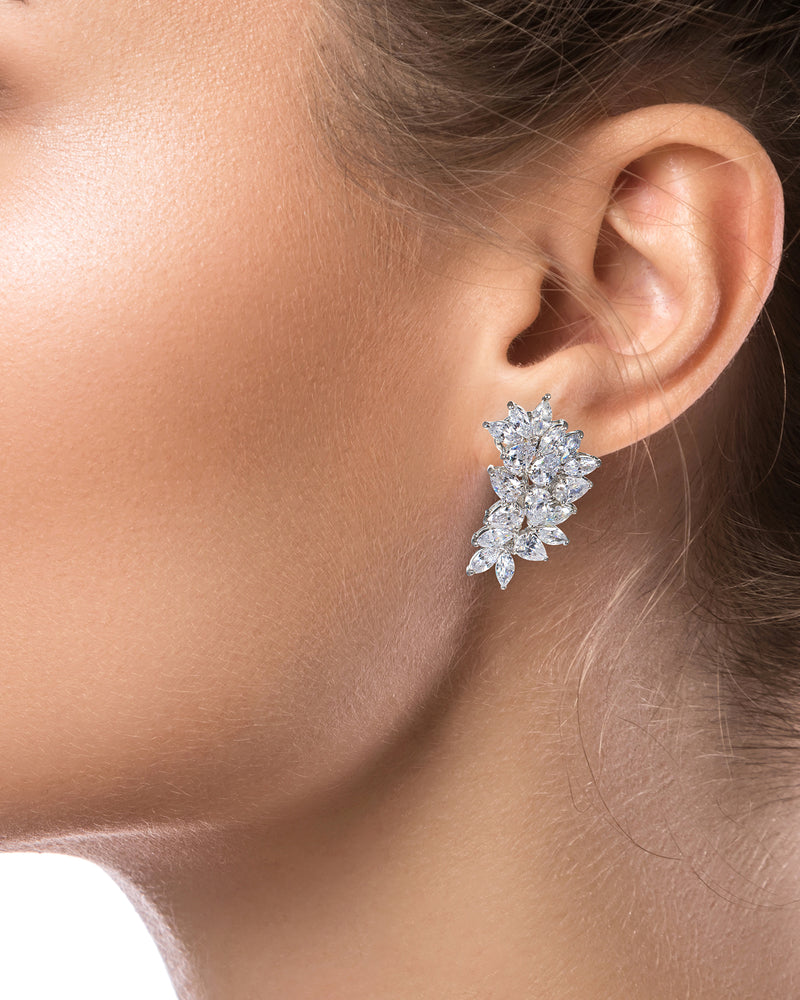 Pear and Marquise Cluster Earrings