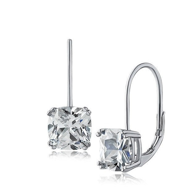 Cushion CZ Leverback Earrings