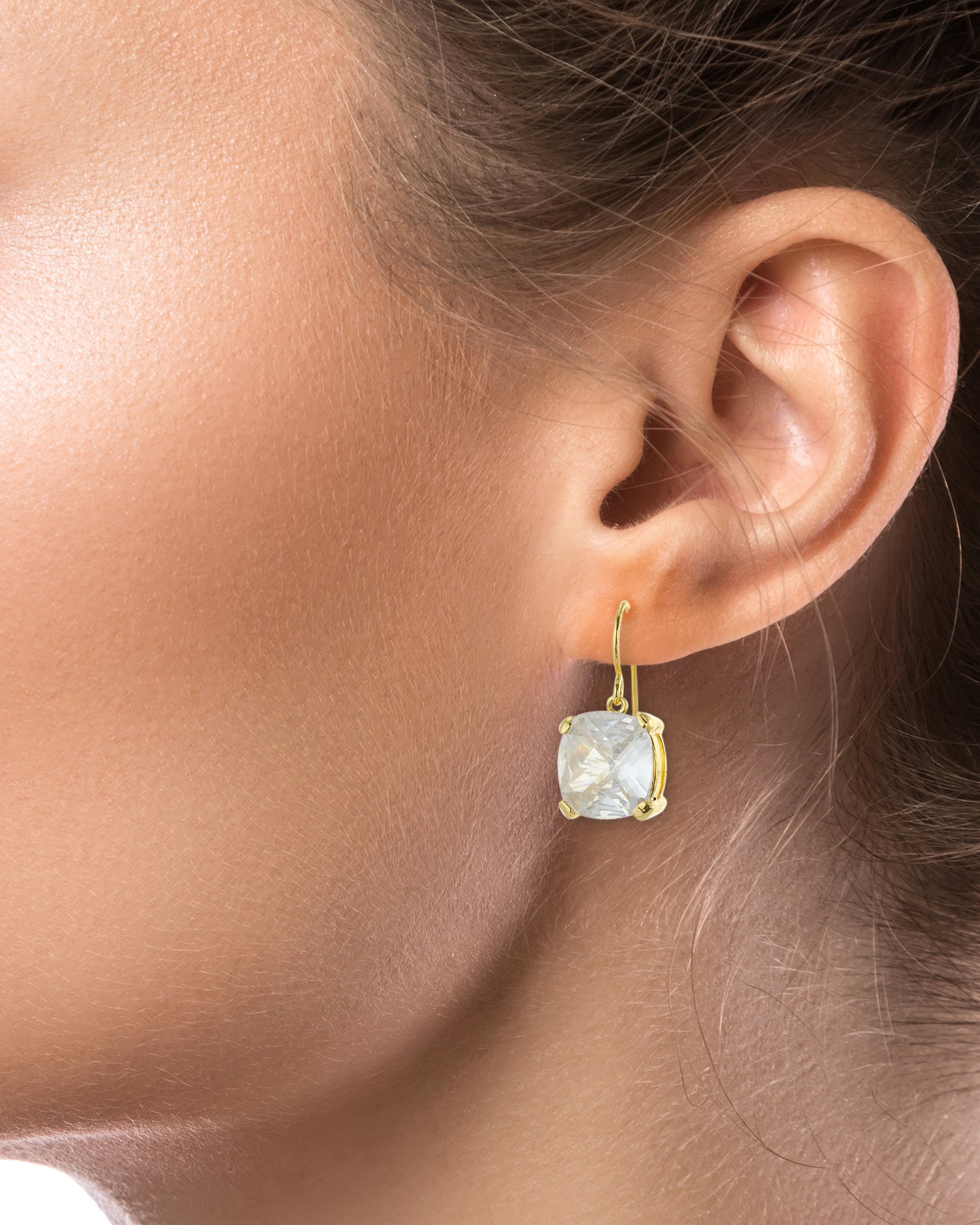 Cross Cut Cushion Drop Earrings