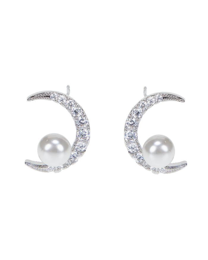 Luna Pearl Crescent Earrings