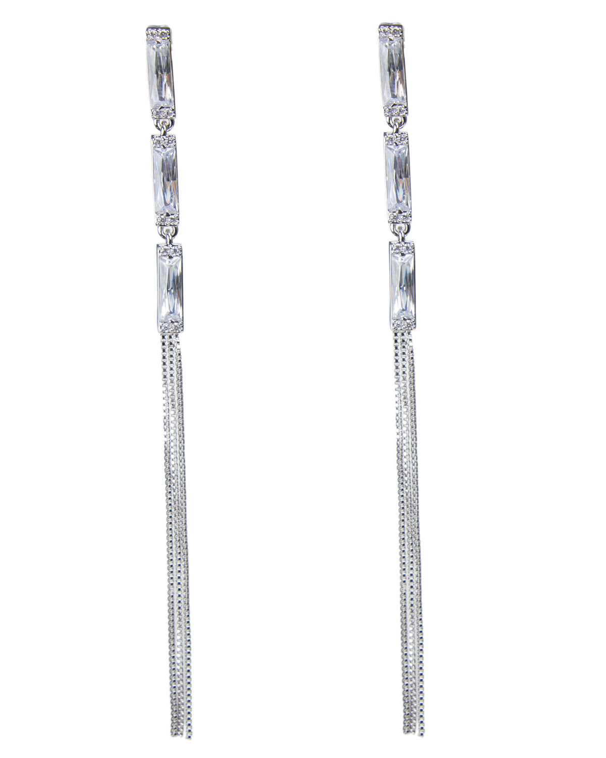 Baguette CZ Fringe Earrings
