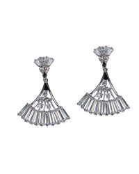 Baguette and Round Fan CZ Drop Earrings