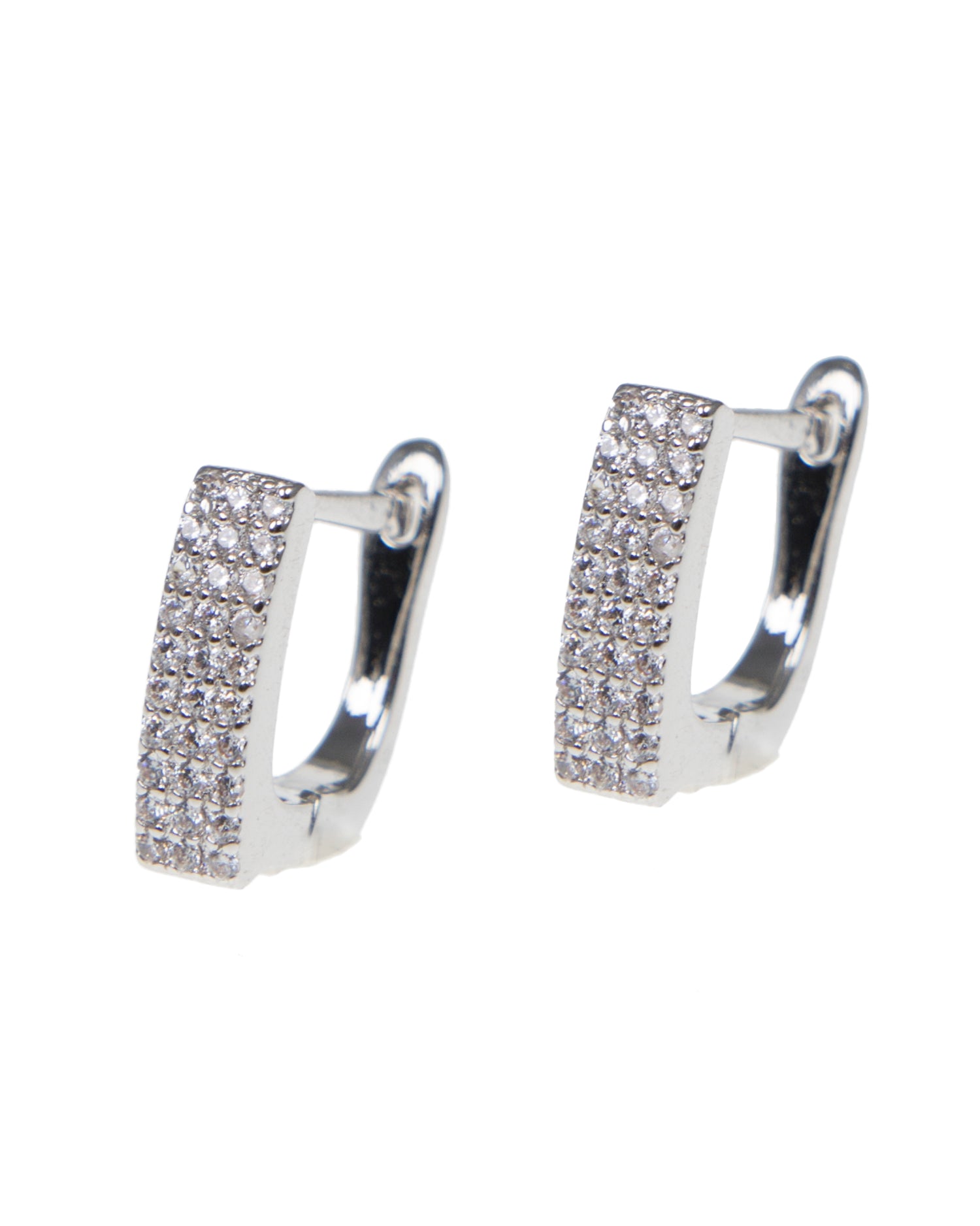 Pave Square Huggie