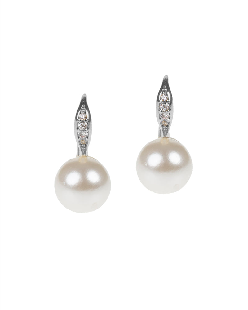 CZ and Pearl Drop Earrings