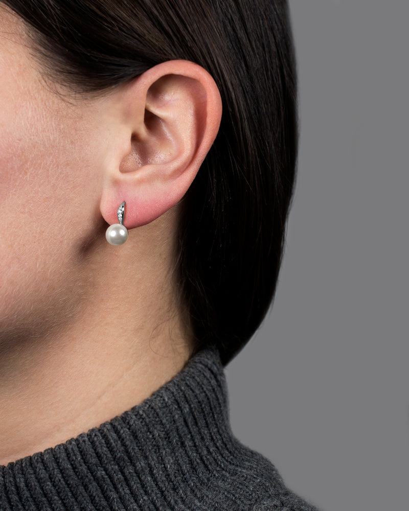 CZ and Pearl Drop Earrings