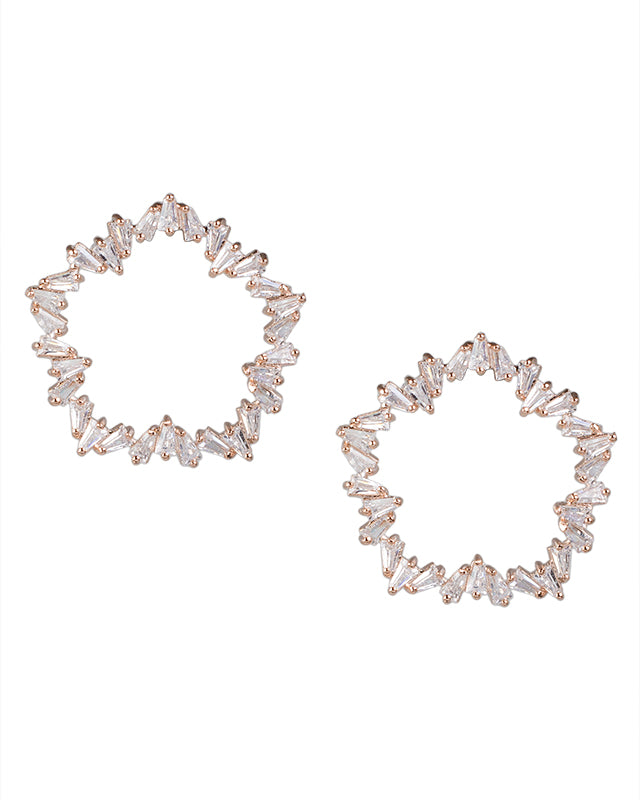 Baguette Open Circle Earrings