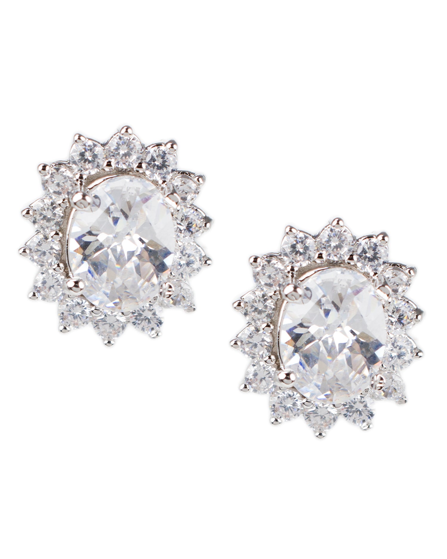 Oval Halo Pierced Earrings